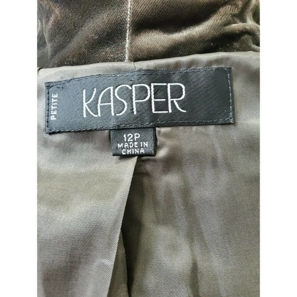 Kasper Petite Women's Green Rayon Long Sleeve Three Buttons Fitted Blazer - Picture 7 of 10